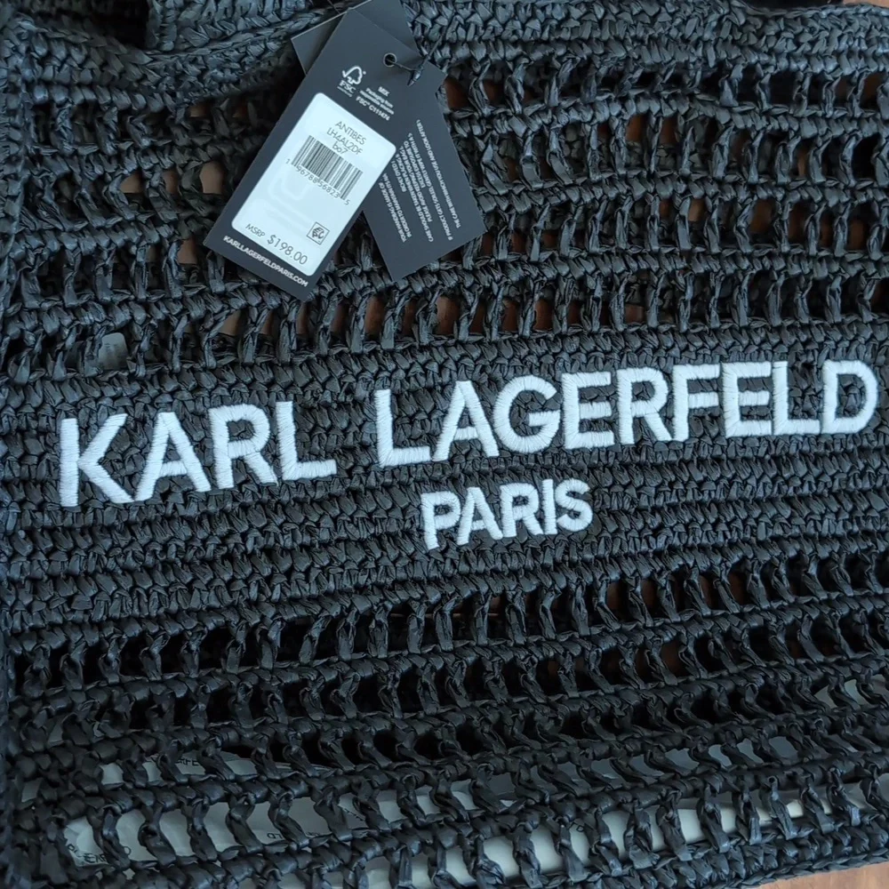 Karl Lagerfeld Paris Large Embroidered Logo Woven Tote Nwt ❤️ - Picture 4 of 8